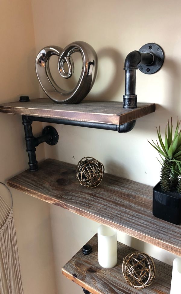 Industrial Pipe Shelving Bookshelf Rustic Modern Wood