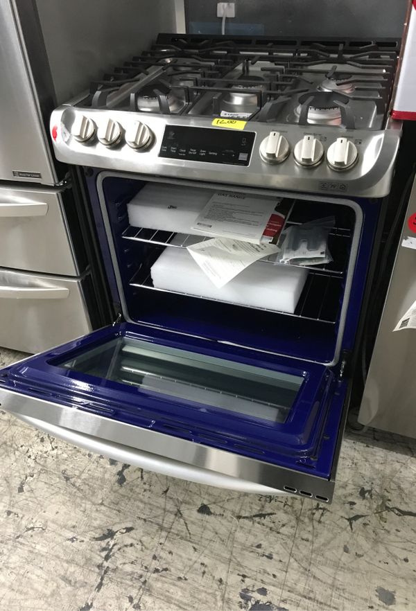 LG STAINLESS STEEL 4 PIECE KITCHEN BUNDLE APPLIANCE SET FRIDGE STOVE