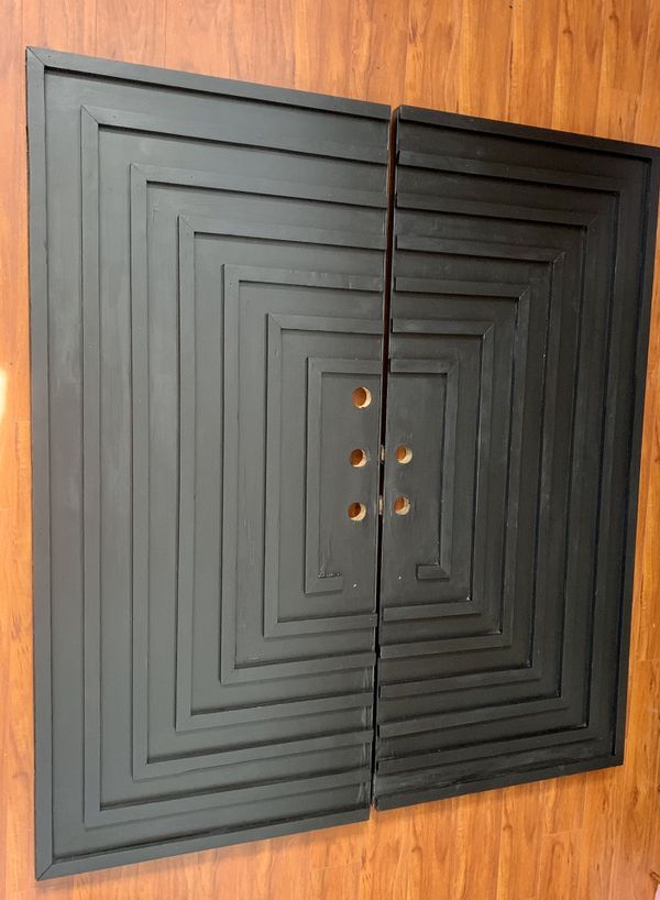 MCM Asian style brutalist mid century solid wood double