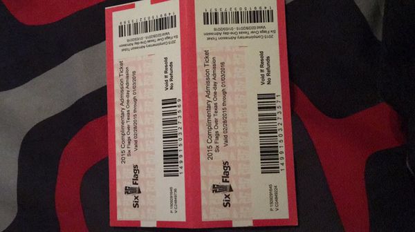 2 Six Flags Over Texas Complimentary Tickets for Sale in Dallas, TX - OfferUp