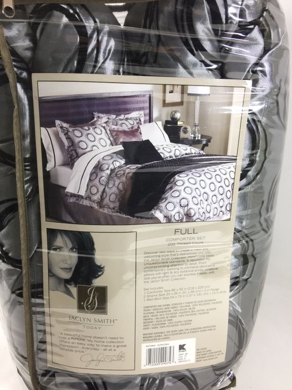 Jaclyn Smith Today Full Comforter Set Silver Black 200 Thread