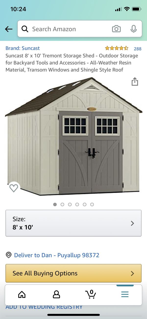 Suncast Tremont 8x10 Resin Storage Shed LIKE NEW for Sale in WA
