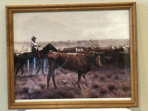 Artwork ~ Vintage Framed Print ~ Cowboy Western Art ~ Artist Roy Lee ...