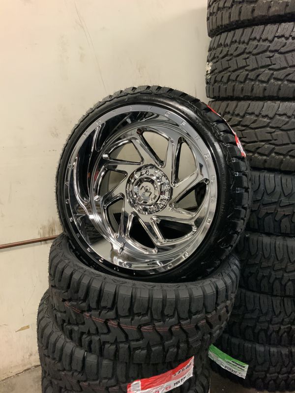 24X12 MOTIV WHEELS CHROME AND 33” RT FIT CHEVY AND FORD for Sale in Las ...