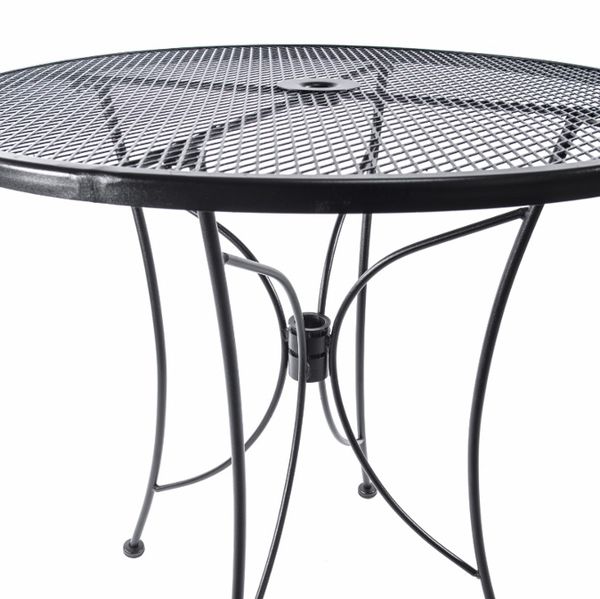 Black Wrought Iron 42” Round Outdoor Table, Patio Furniture For ...