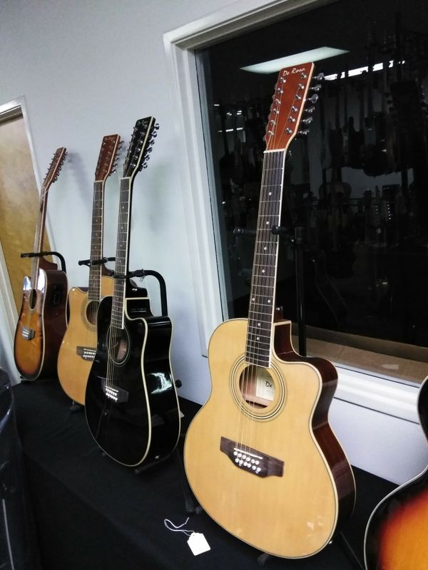 New 12 String Acoustic Electric Requinto Guitar Burgundy Combo with Gig