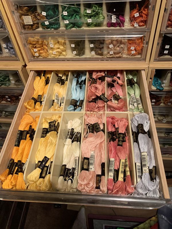 Vintage DMC Embroidery Floss/Thread Wooden 3 Drawer