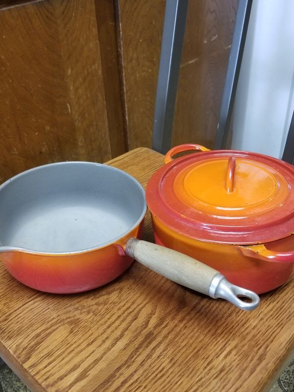 Vintage Le Creuset pots with wooden handle for Sale in Yorba Linda, CA