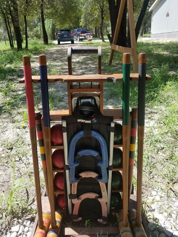 "Sportcraft" Vintage Est. 1926 Croquet, Bocce Ball, & Horseshoe Set for