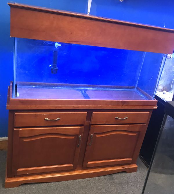 55 gallon aquarium fish tank with matching wood canopy ...