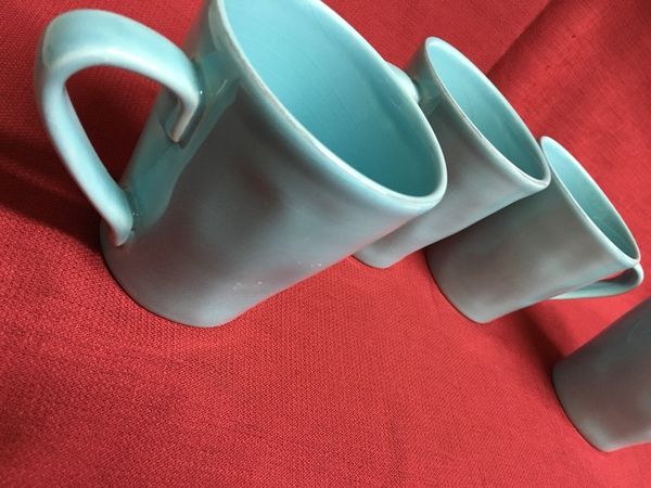 4 Primagera Aqua Turquoise Coffee Mugs Tea Cups Made In Portugal for ...