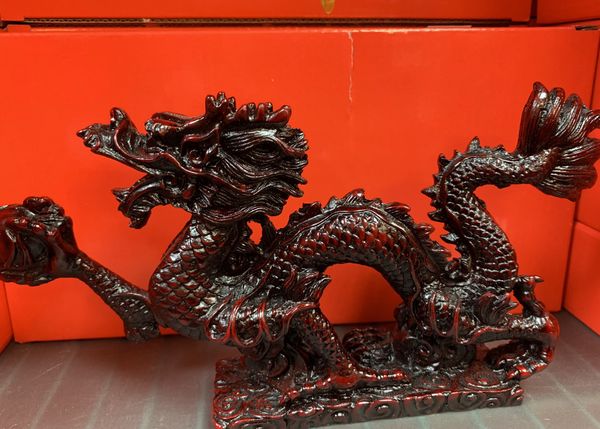 red resin dragon statue