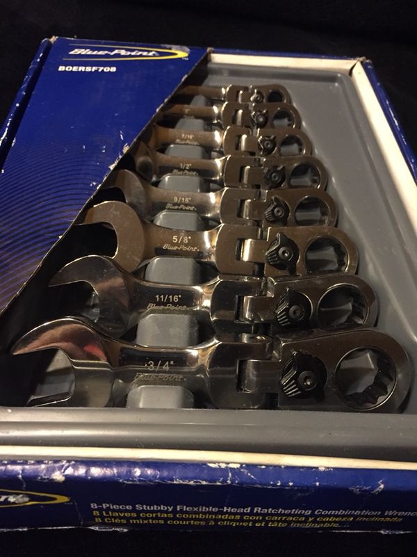 BluePoint® by SnapOn 8 pc 12Point Midget/Stubby FlexHead Ratcheting