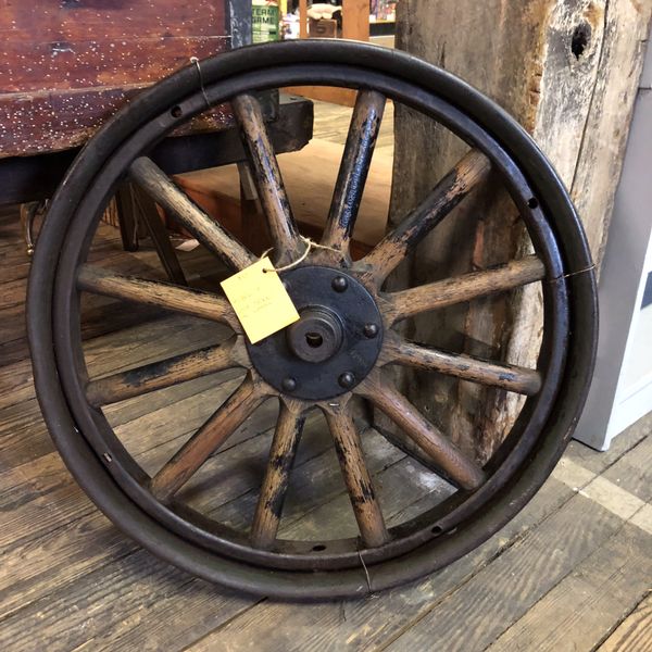 Antique 12 Wooden Spoke Car Wheel with Metal Hub and Rim for Sale in