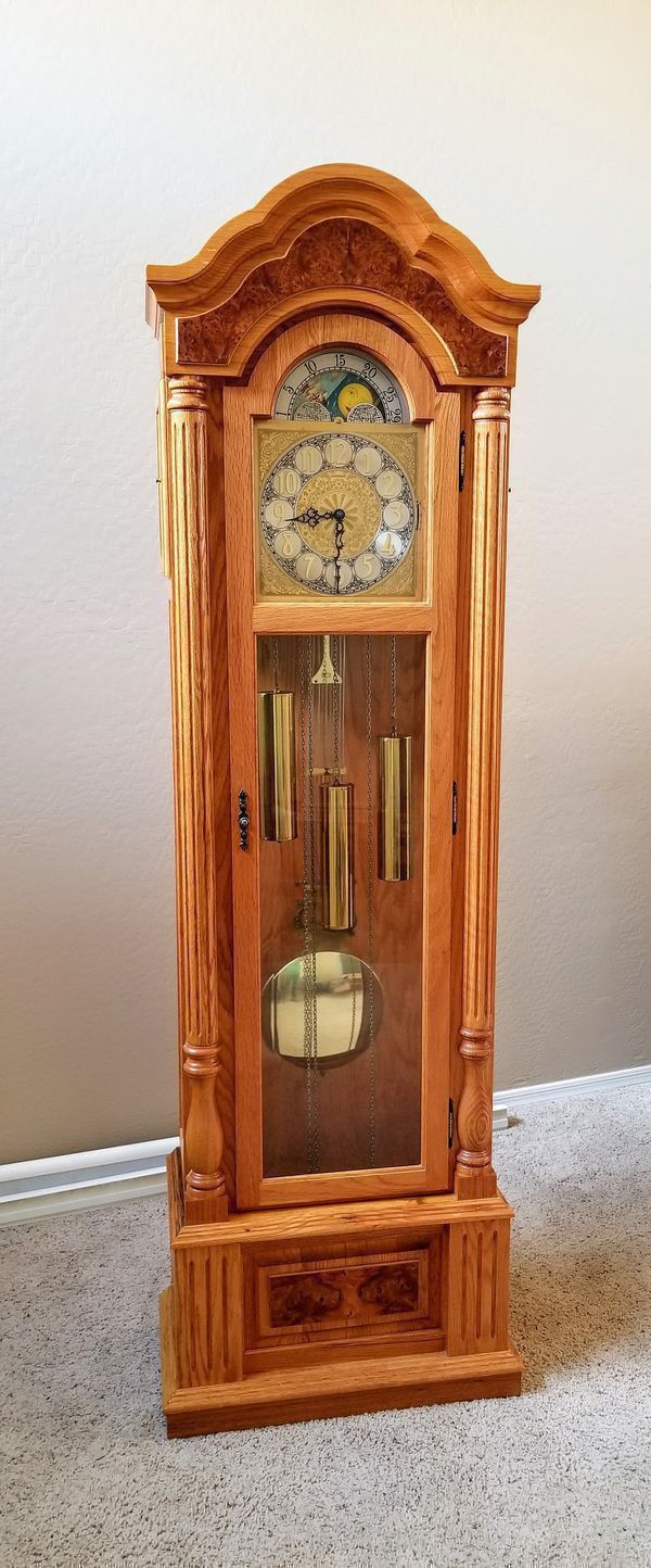 Vintage Emperor Windsor Grandfather Clock Solid Oak/burlewood finish