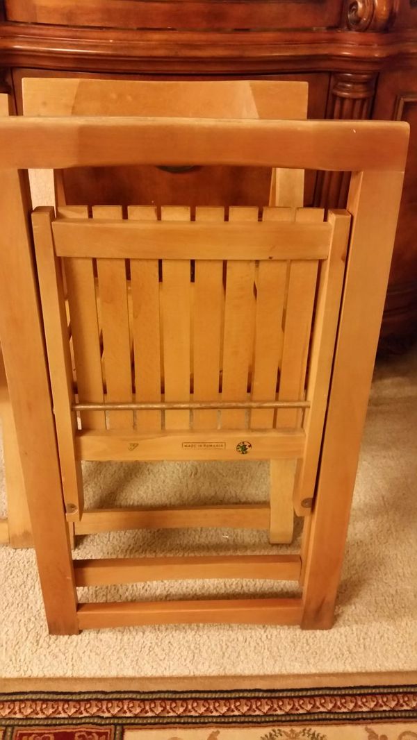 Set Of 3 Wood Folding Chairs Made In Romania For Lake Forest Ca Offerup