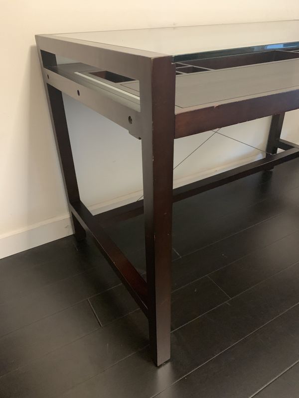 Cb2 Crate And Barrel Espresso Color Walker Desk Contemporary