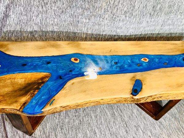 Ocean Blue Epoxy River Table! for Sale in North