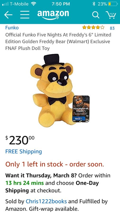 golden freddy plush walmart