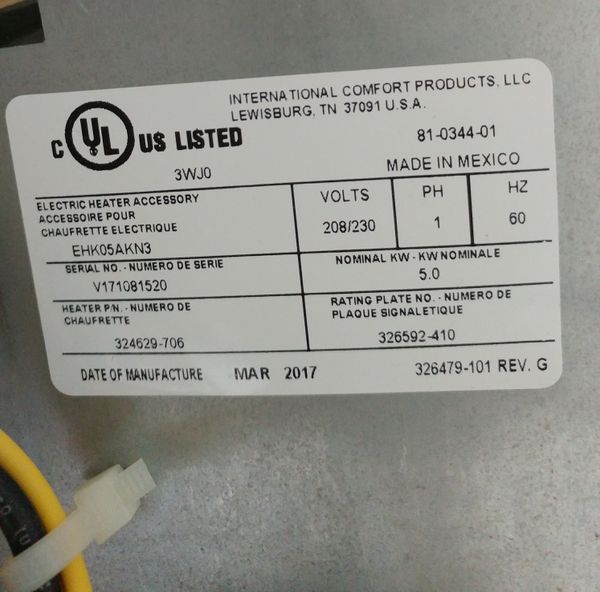 Icp Electric Heater Element Ehk05akn3 For Sale In Titusville Fl