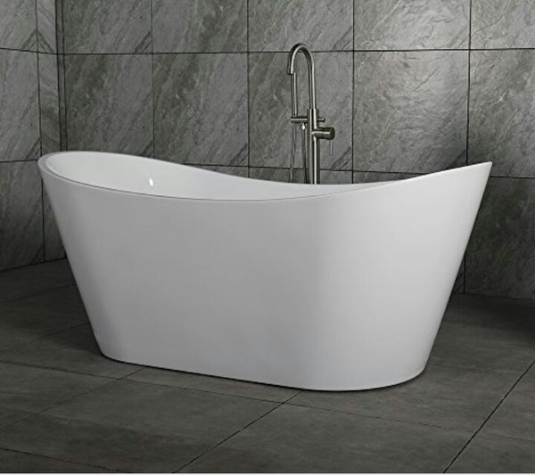 Empava 67" luxury freestanding acrylic soaking spa tub modern stand