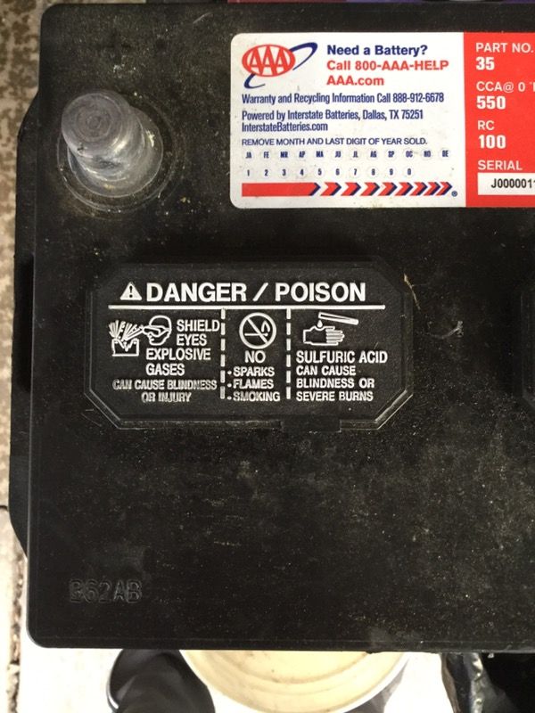 2000 Toyota Corolla car battery. Only used for 3 months from Feb 2016