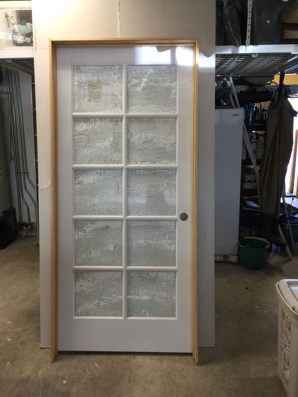 Brand new prehung wood interior clear glass French door 36” x 80” x 4