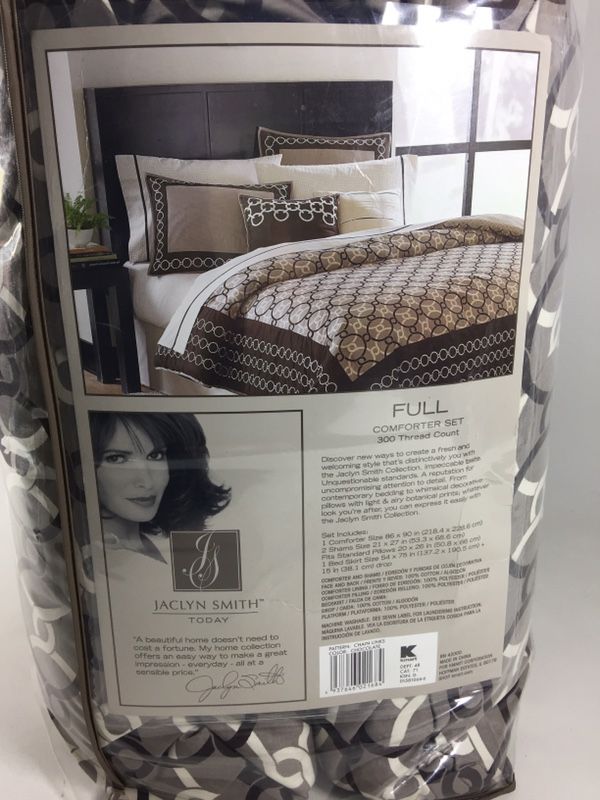 Jaclyn Smith Today Full Comforter Set Brown Pewter Chain Links Bed
