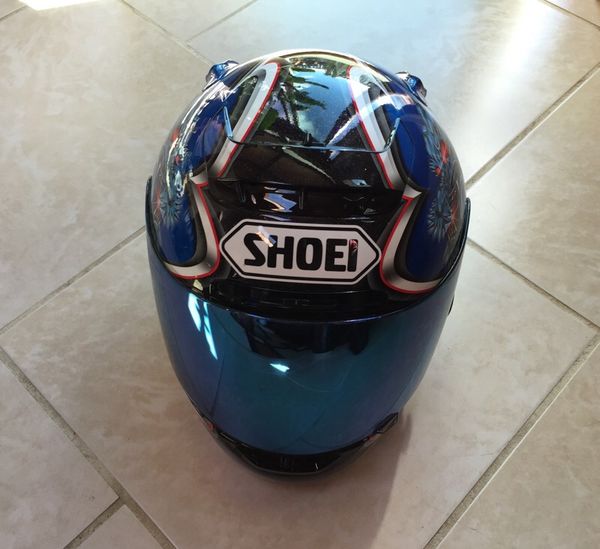 Shoei RF1000 Blue Dragon Helmet w/ Matching Blue Mirror Visor for Sale