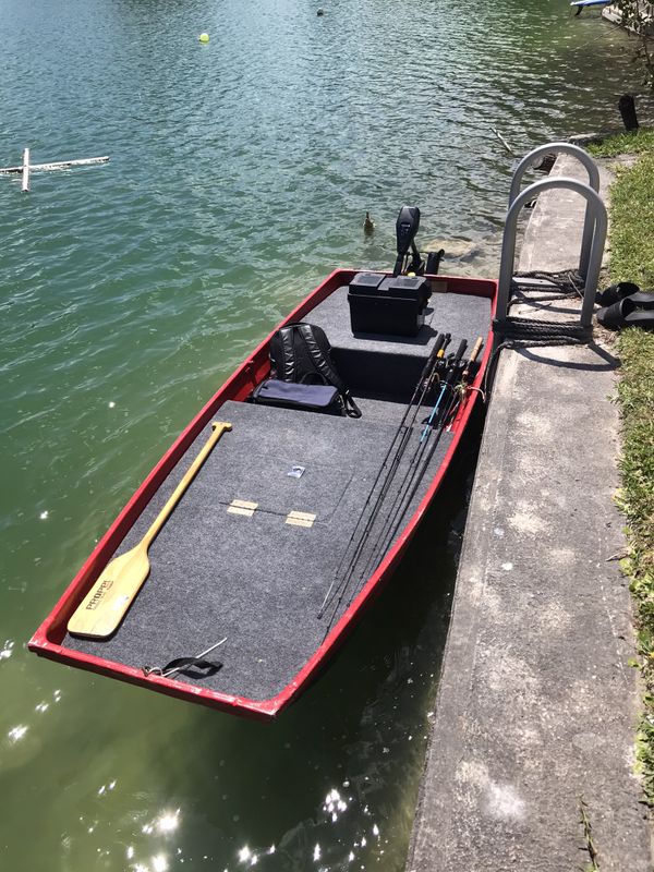 Bass Boat Jon Boat Fully Loaded W Trolling Motor 12volt Batter