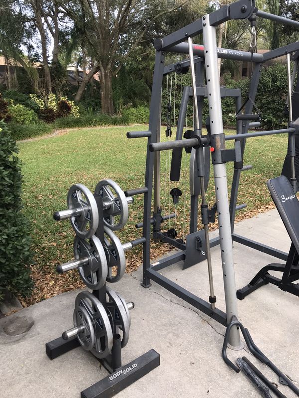 Complete Home Gym Machine, Weights, Bench, Bars, Rack for Sale in