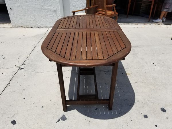ROCKWOOD Outdoor Teak Expandable Extension Umbrella Table 63" closed x 83" open for Sale in