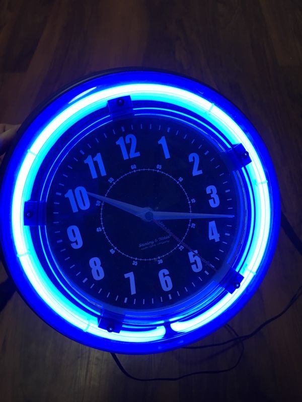 Sterling and Noble 11" Vibrant Blue Neon Analog Wall Clock Blue for