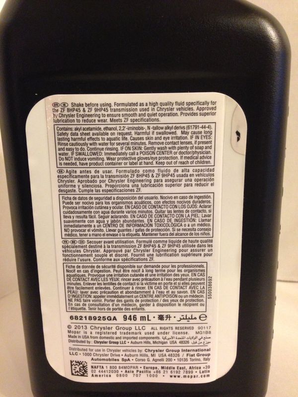 Transmission Fluid Mopar 8&9 Speed ATF for Sale in Gardena, CA OfferUp