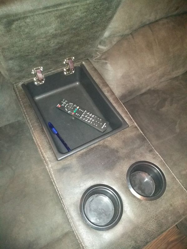 Ashley Furniture L Shaped sectional Couch in Tambo Pewter micro fiber