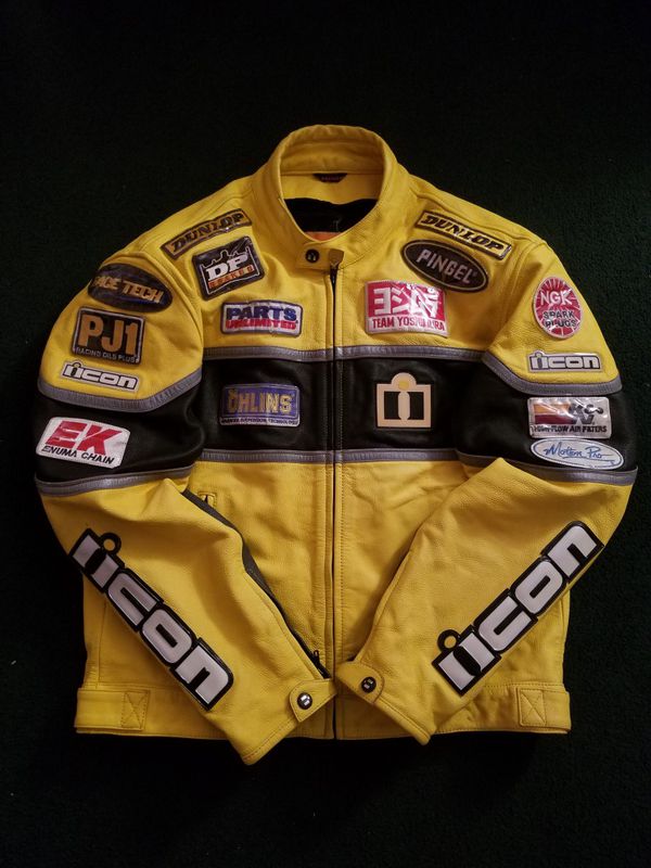 Icon Neo Daytona Men's Leather Motorcycle Racing Biker Jacket Size:46 ...