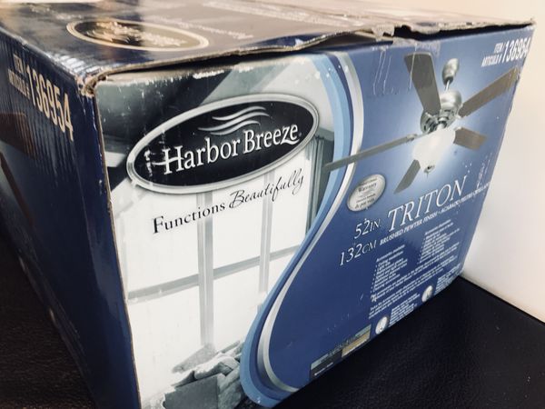 Harbor Breeze Triton Ceiling Fan 52 Inch Brushed Pewter With Remote Light Kit Brand New In The Box Price Is Firm No Delivery For Sale In San