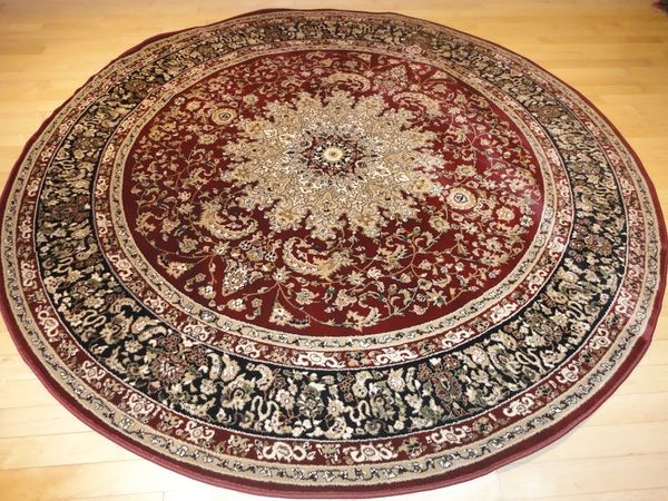 Round rug large size 8x8 circle Turkish red carpet Persian style rugs ...