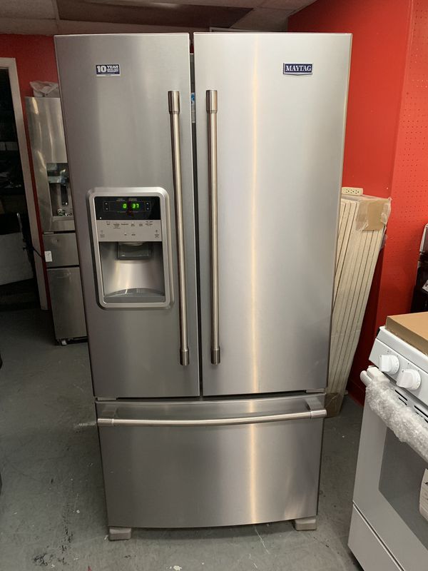 New scratch and dent Maytag 33”wide French door fridge stainless steel ...