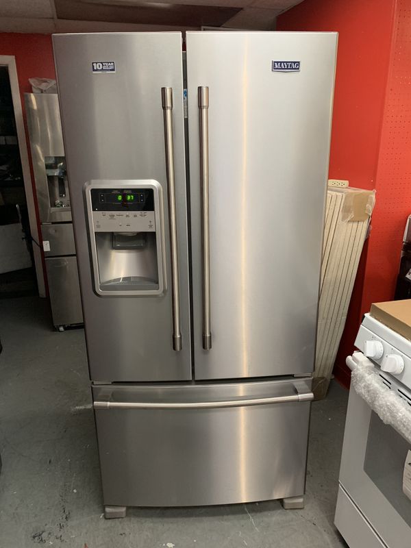 New scratch and dent Maytag 33”wide French door fridge stainless steel
