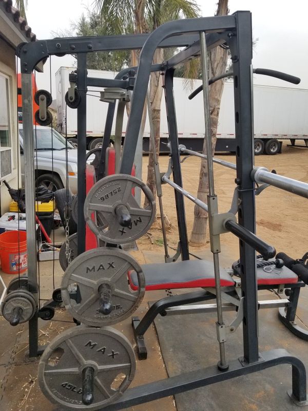 IRON GRIP STRENGTH OLYMPIC SMITH MACHINE WITH OLYMPIC WEIGHTS for Sale