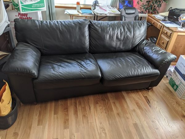 Black sofa bed, flame retardant mattress, fake leather ...