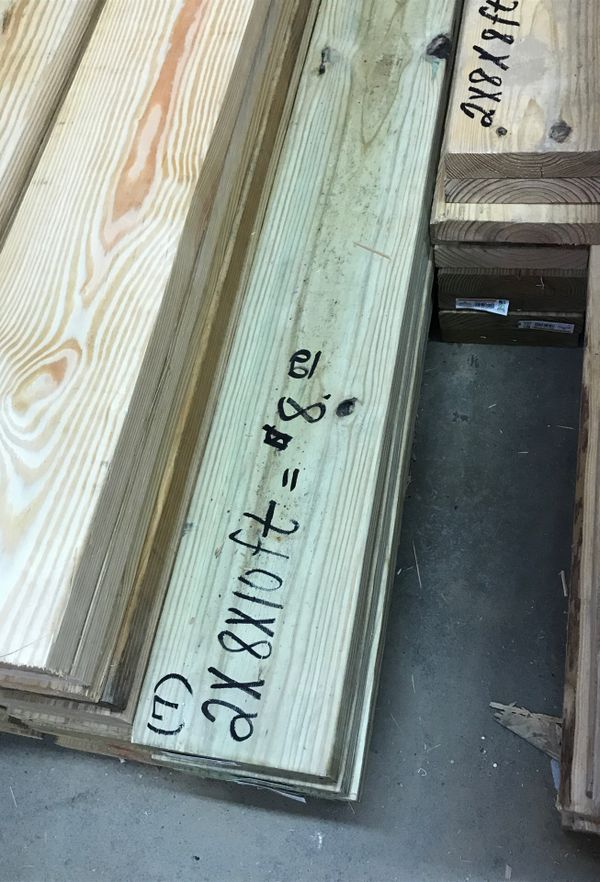 TREATED LUMBER (7) 2X8X10 ft = 8.00 each/cada 112 Farrell St Houston
