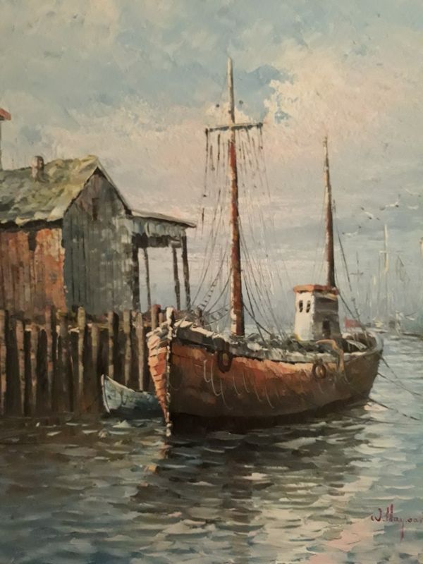 W. Hayward Boat in Harbor painting for Sale in Los Angeles, CA - OfferUp