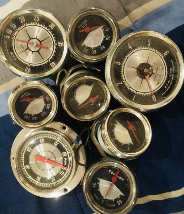 Old School boat/car gauges awesome for a powerboat restore or rat rod! 40 for all for Sale in