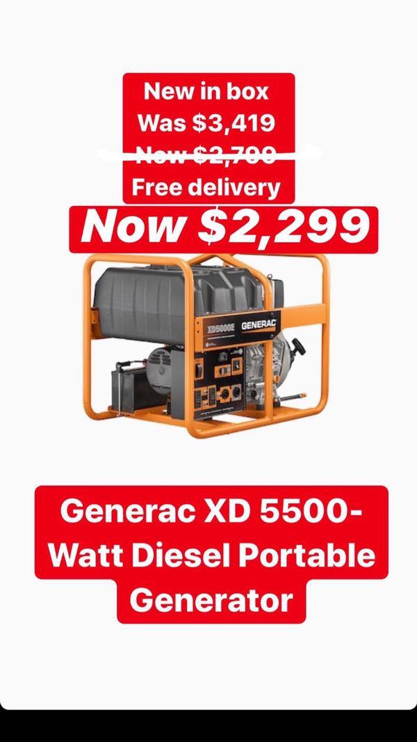 Generac Xd 5500 Watt Diesel Portable Generator For Sale In Miami Beach
