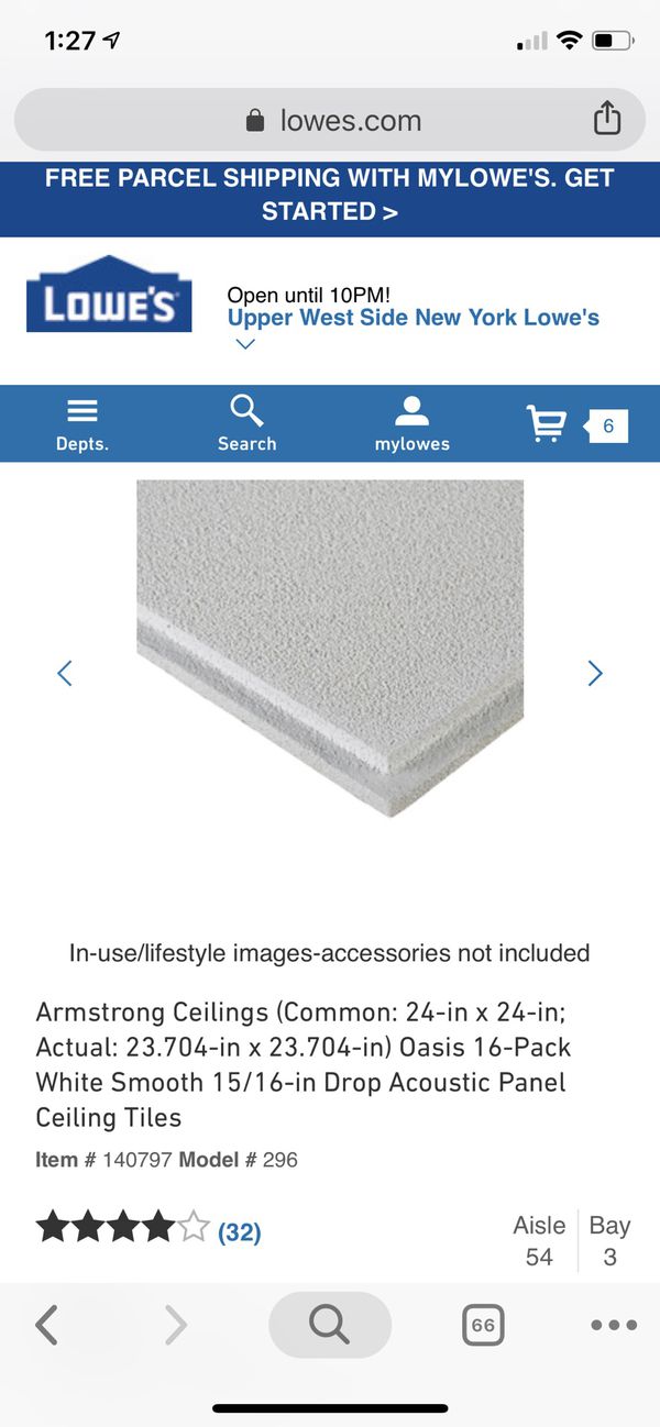Armstrong Ceilings Common 24 In X 24 In Actual 23 704 In X 23 704 In Oasis 16 Pack White Smooth 15 16 In Drop Acoustic Panel Ceiling Tiles For