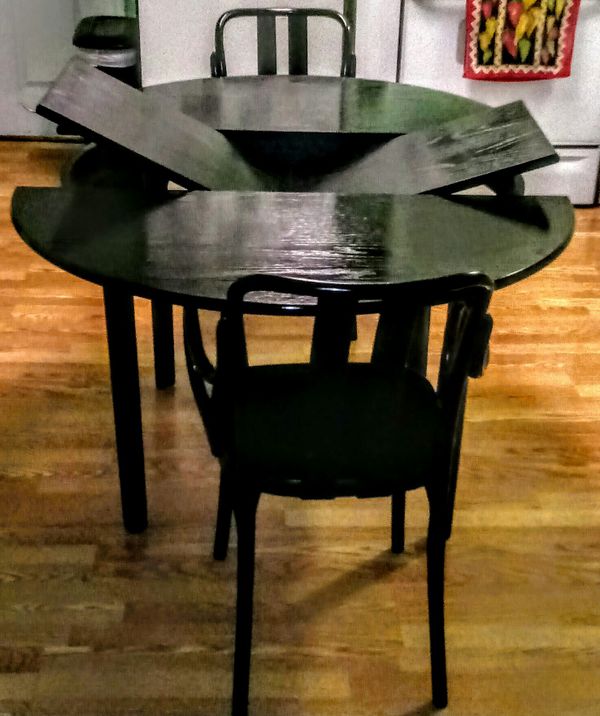 Black Lacquer Wood Kitchen Table With 2 Chairs for Sale in ...