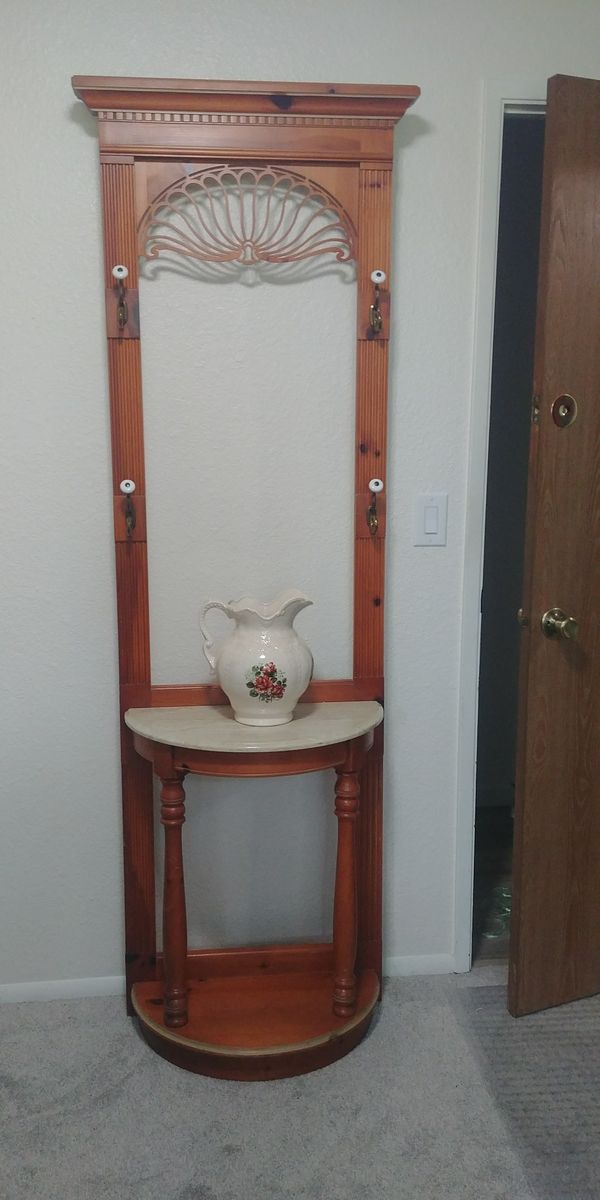 Antique oak hall tree. Marble top. 100 for Sale in Lacey, WA OfferUp