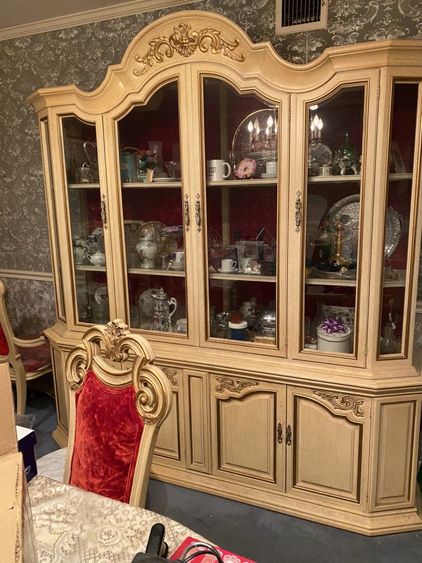 Vintage Antique Dining room set, wood and laquer with table, China